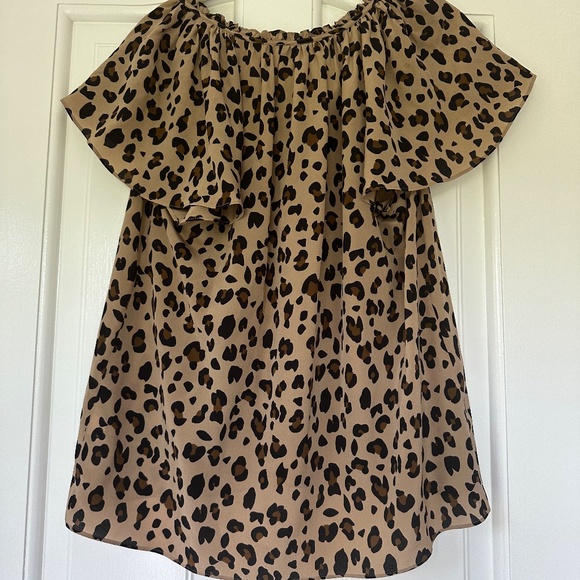 J. Crew Leopard Print 100% Silk Flutter Sleeve Top - Picture 9 of 9